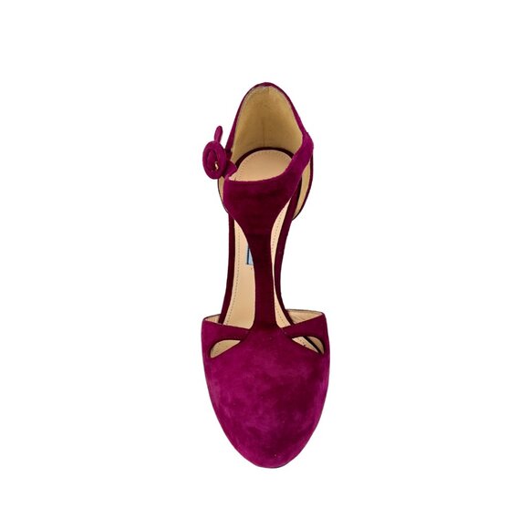 Prada Burgundy Suede Platform Heels - Picture 5 of 5